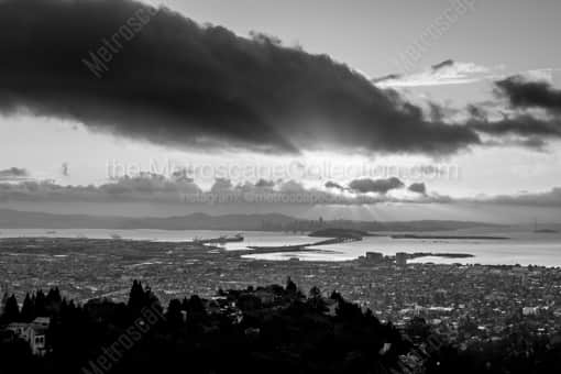 San Francisco Black and White Photography of San Francisco and Oakland from Grizzly Peak Boulevard San Francisco and Oakland from Grizzly Peak Boulevard -- San Francisco Black and White Photography
