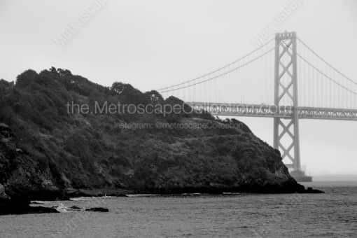 San Francisco Black and White Photography of The Bay Bridge and Yerba Buena Island in Afternoon Mist The Bay Bridge and Yerba Buena Island in Afternoon Mist -- San Francisco Black and White Photography