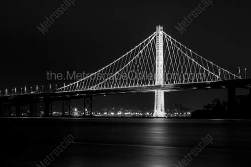San Francisco Black and White Photography of The New Bay Bridge on Clipper Cove at Night The New Bay Bridge on Clipper Cove at Night -- San Francisco Black and White Photography