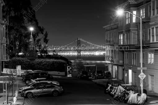San Francisco Black and White Photography of The Dead End of Telegraph Hill into San Francisco Bay The Dead End of Telegraph Hill into San Francisco Bay -- San Francisco Black and White Photography