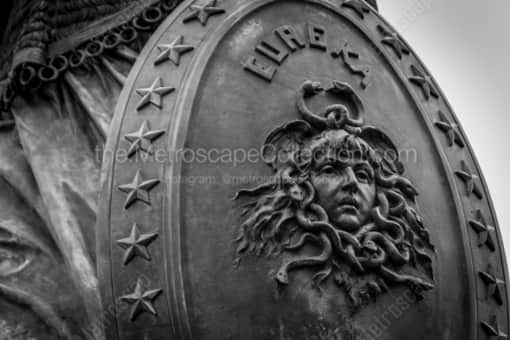 The Eureka Shield of Pioneer Monument -- San Francisco Black and White Photography