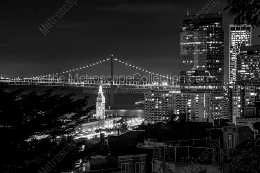 San Francisco Black and White Photography of San Francisco Ferry Building from Telegraph Hill San Francisco Ferry Building from Telegraph Hill -- San Francisco Black and White Photography