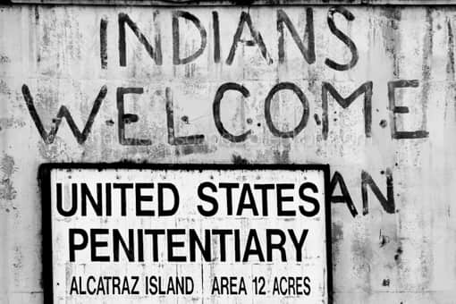 San Francisco Black and White Photography of The Indians Welcome Grafiti on Alcatraz Island The Indians Welcome Grafiti on Alcatraz Island -- San Francisco Black and White Photography