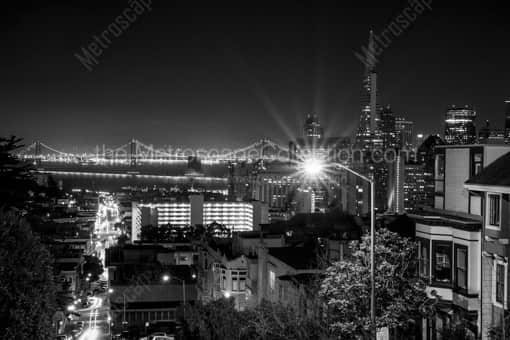 A Street Lamp over San Francisco at 3am -- San Francisco Black and White Photography