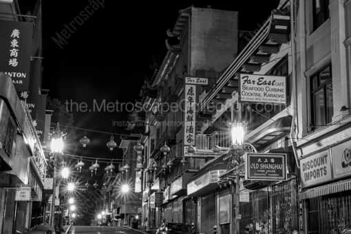 San Francisco Black and White Photography of A San Francisco Chinatown Night Time Cityscape A San Francisco Chinatown Night Time Cityscape -- San Francisco Black and White Photography