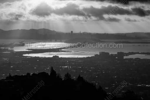 Sun Rays over the San Francisco Bay -- San Francisco Black and White Photography