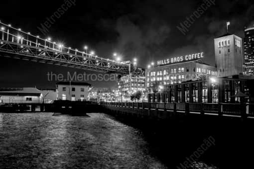 Hills Brothers Coffee at Night -- San Francisco Black and White Photography