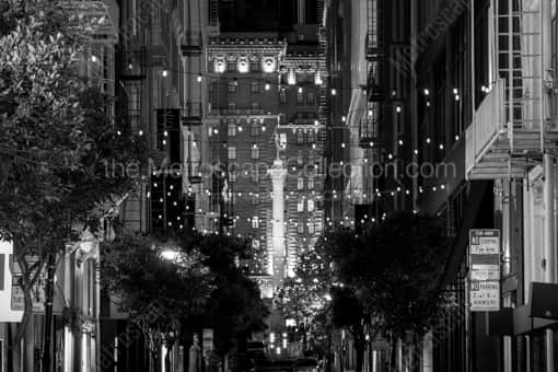 Maiden Lane at Night -- San Francisco Black and White Photography
