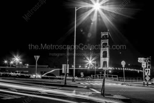 The Golden Gate Bridge at Night -- San Francisco Black and White Photography