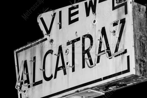 View Alcatraz from Fishermans Wharf -- San Francisco Black and White Photography