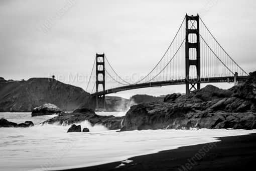 The Golden Gate Bridge from Baker Beach -- San Francisco Black and White Photography