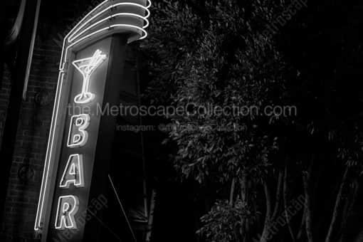 San Francisco Black and White Photography of The BAR sign above the Dirty Martini in San Francisco The BAR sign above the Dirty Martini in San Francisco -- San Francisco Black and White Photography