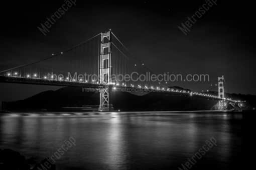 The Golden Gate Bridge at Night -- San Francisco Black and White Photography