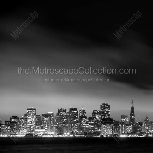 Matte Black WOOD Framed Black and White San Francisco Photograph: San Francisco under a Blanket of Fog in a Square Matte Black Wood Frame