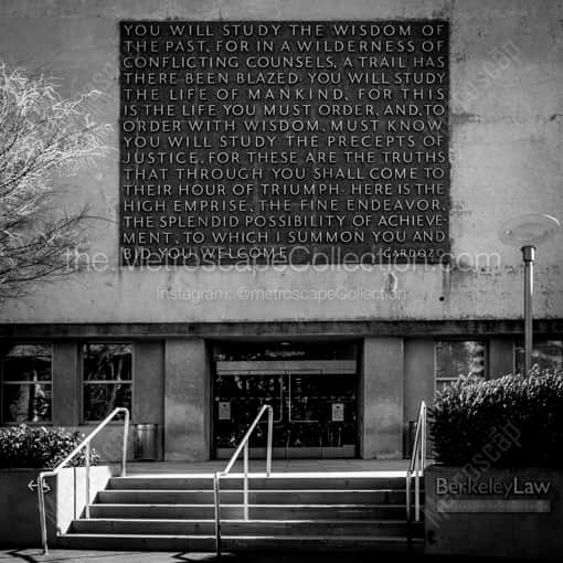 Matte Black WOOD Framed Black and White San Francisco Photograph: The UC Berkeley School of Law Library in a Square Matte Black Wood Frame