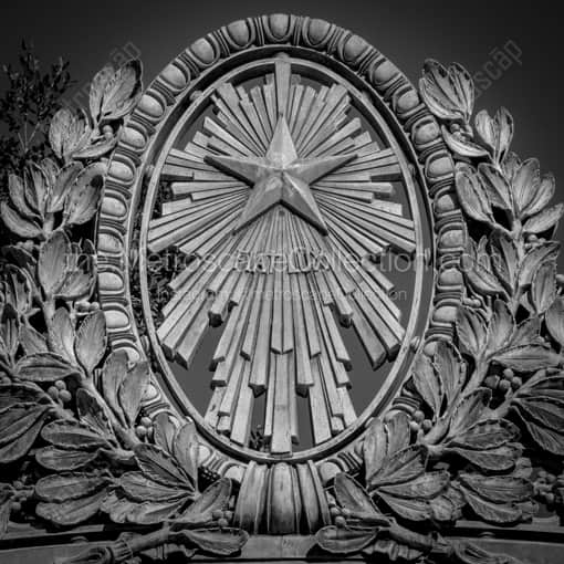 Matte Black WOOD Framed Black and White San Francisco Photograph: The Sather Gate Fiat Lux in a Square Matte Black Wood Frame