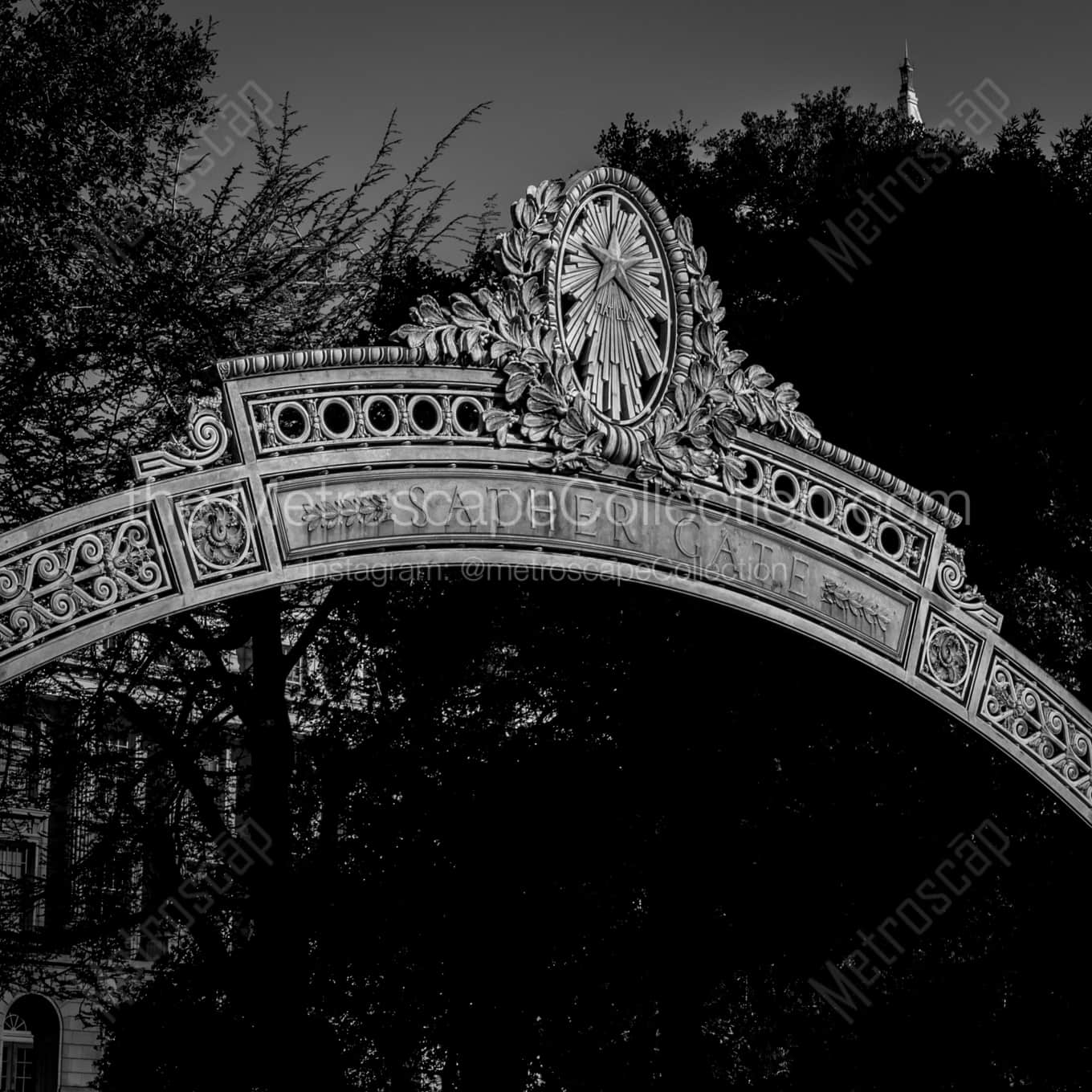 The UC Berkeley Sather Gate landscape black and white Photography The UC Berkeley Sather Gate landscape black and white Photography square crop