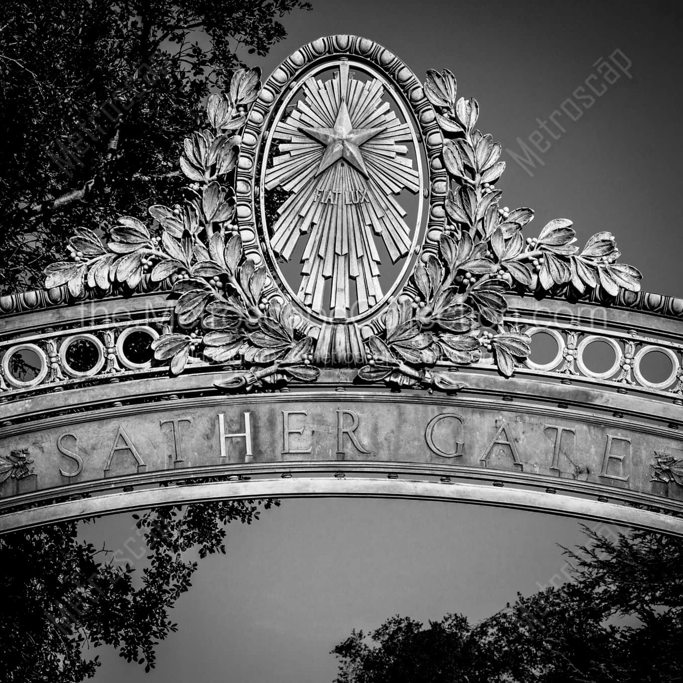 Sather Gate on UC Berkeley Campus landscape black and white Photography Sather Gate on UC Berkeley Campus landscape black and white Photography square crop