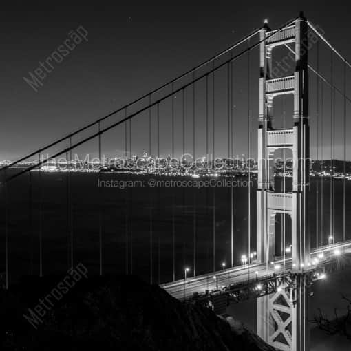 Matte Black WOOD Framed Black and White San Francisco Photograph: The Golden Gate Bridge from Battery Spencer in a Square Matte Black Wood Frame