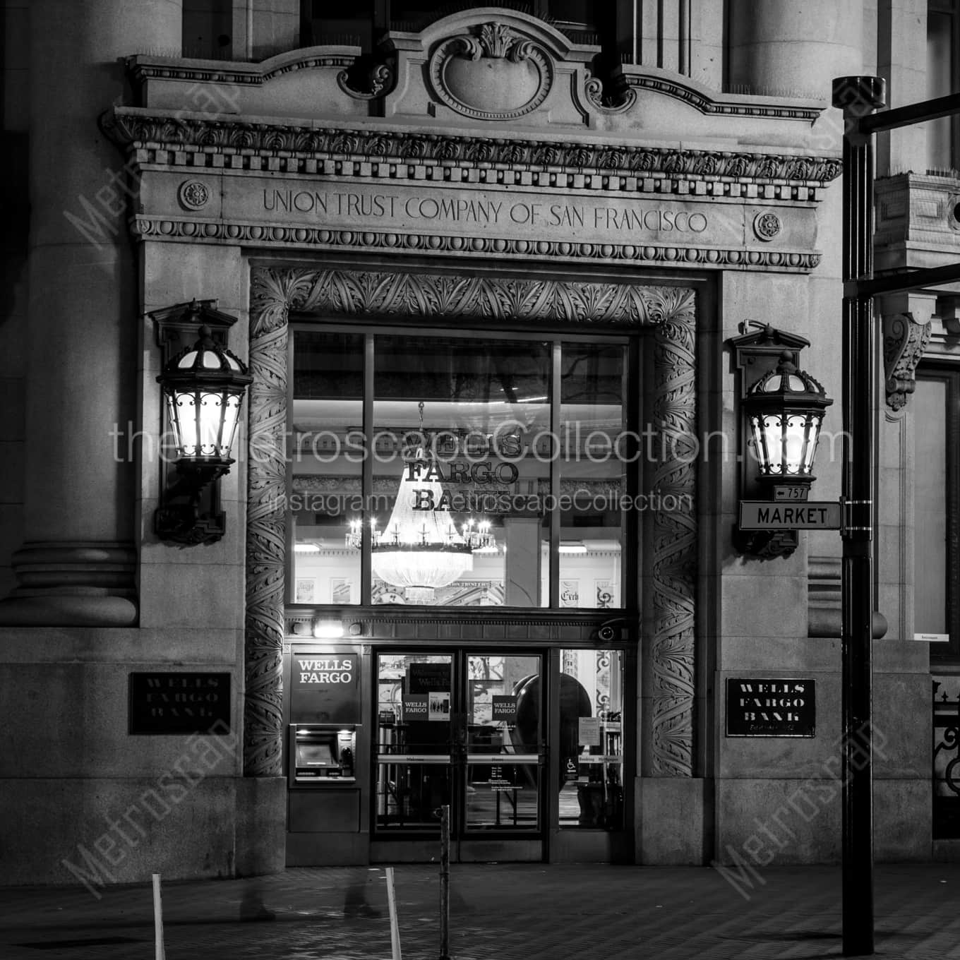 The Wells Fargo Bank at Market and Montgomery landscape black and white Photography The Wells Fargo Bank at Market and Montgomery landscape black and white Photography square crop