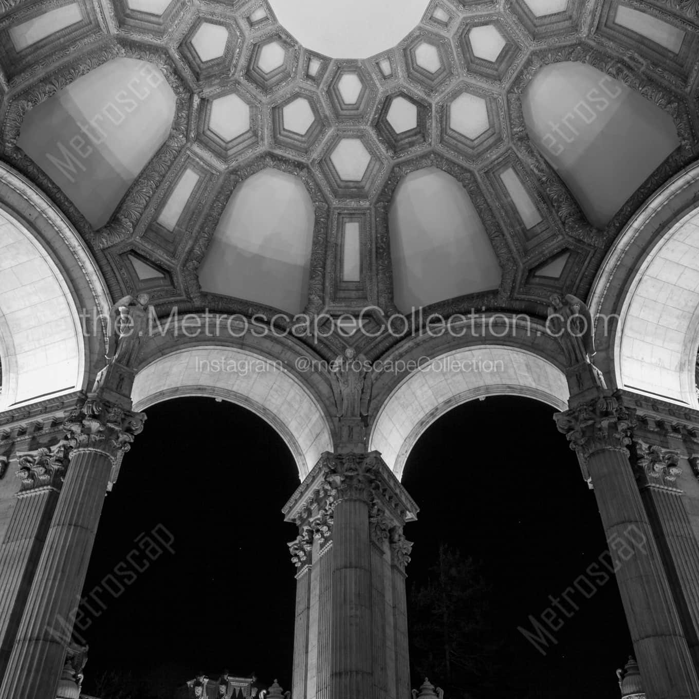 Angels Inside the Palace of Fine Arts landscape black and white Photography square crop