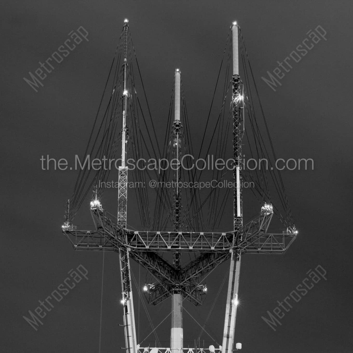 The Top of Sutro Tower landscape black and white Photography square crop