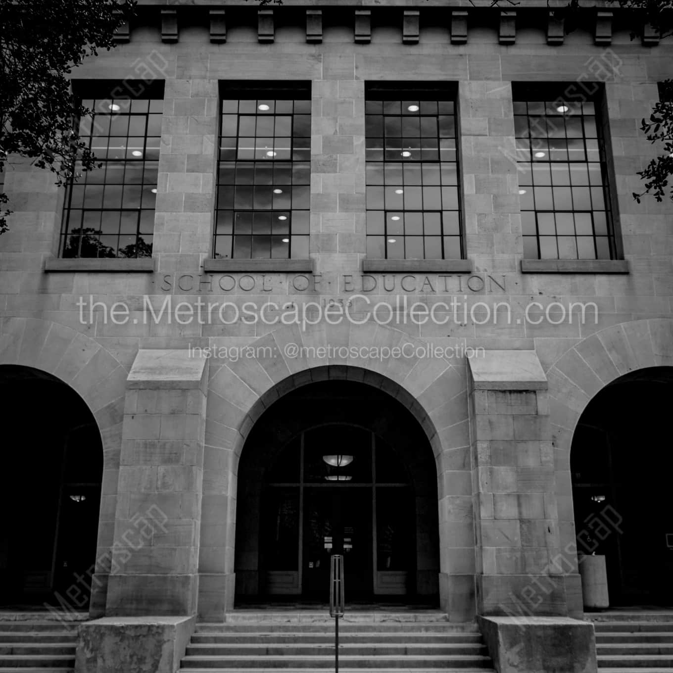 The Stanford University School of Education landscape black and white Photography square crop