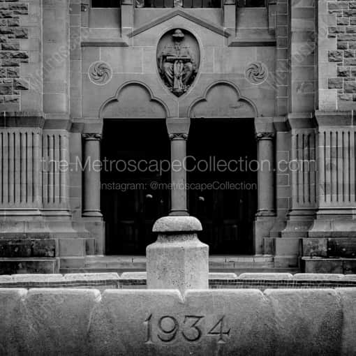 Matte Black WOOD Framed Black and White San Francisco Photograph: The Green Library on Stanford Campus in a Square Matte Black Wood Frame