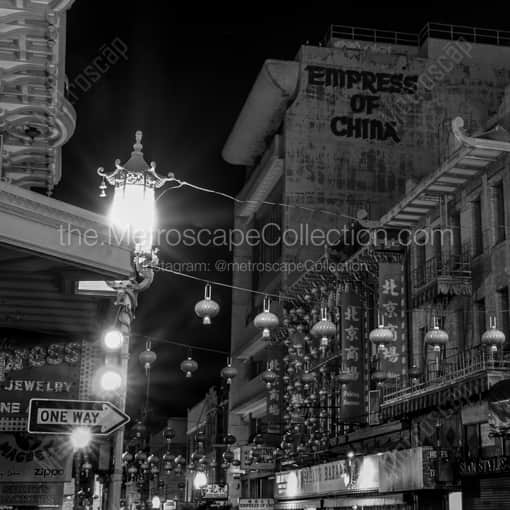 Matte Black WOOD Framed Black and White San Francisco Photograph: The Empress of China in Chinatown in a Square Matte Black Wood Frame