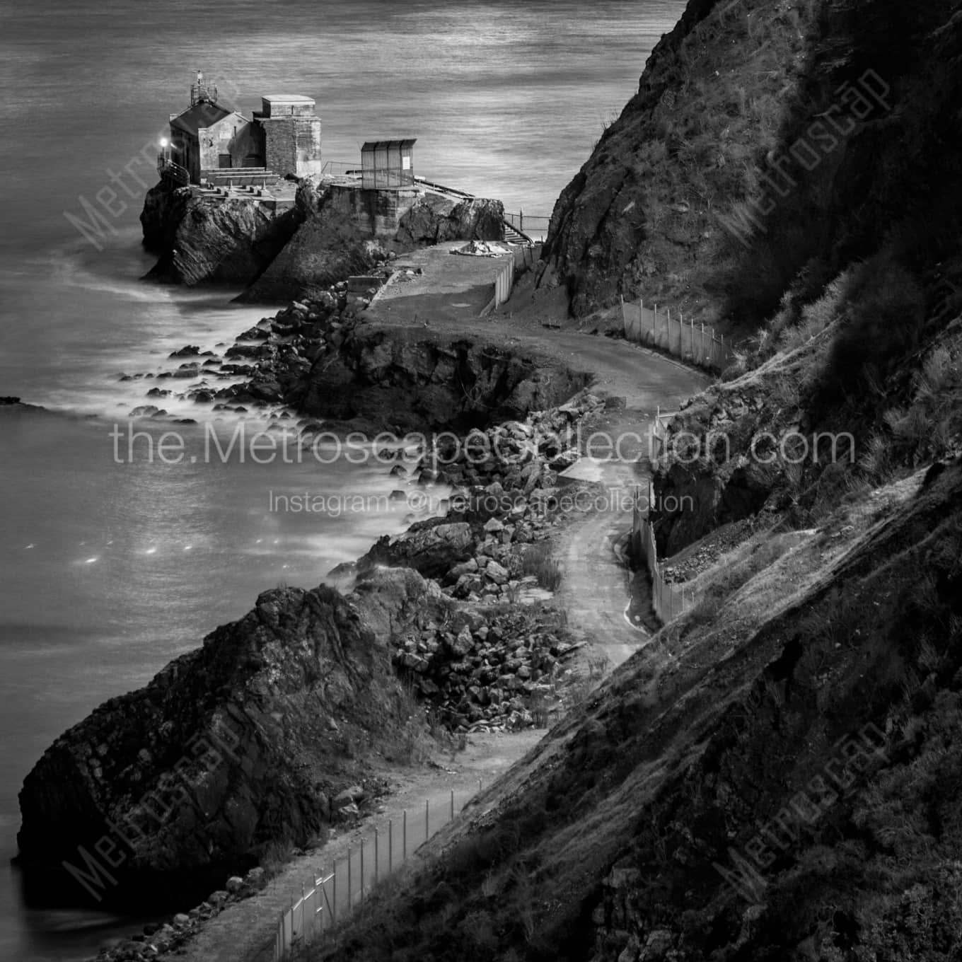 The Lime Point at the Base of the Golden Gate Bridge landscape black and white Photography The Lime Point at the Base of the Golden Gate Bridge landscape black and white Photography square crop
