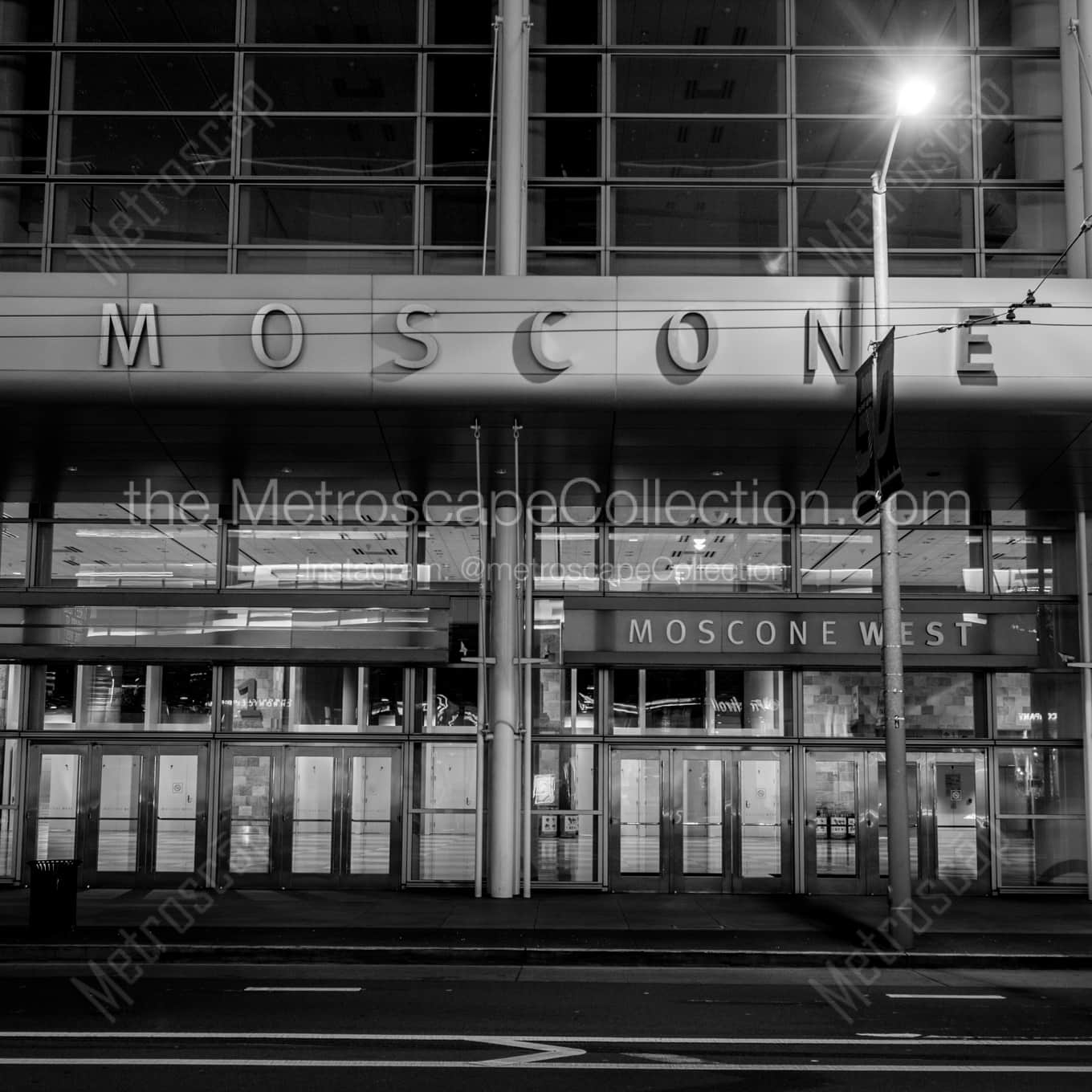 The Moscone Center at Night landscape black and white Photography square crop
