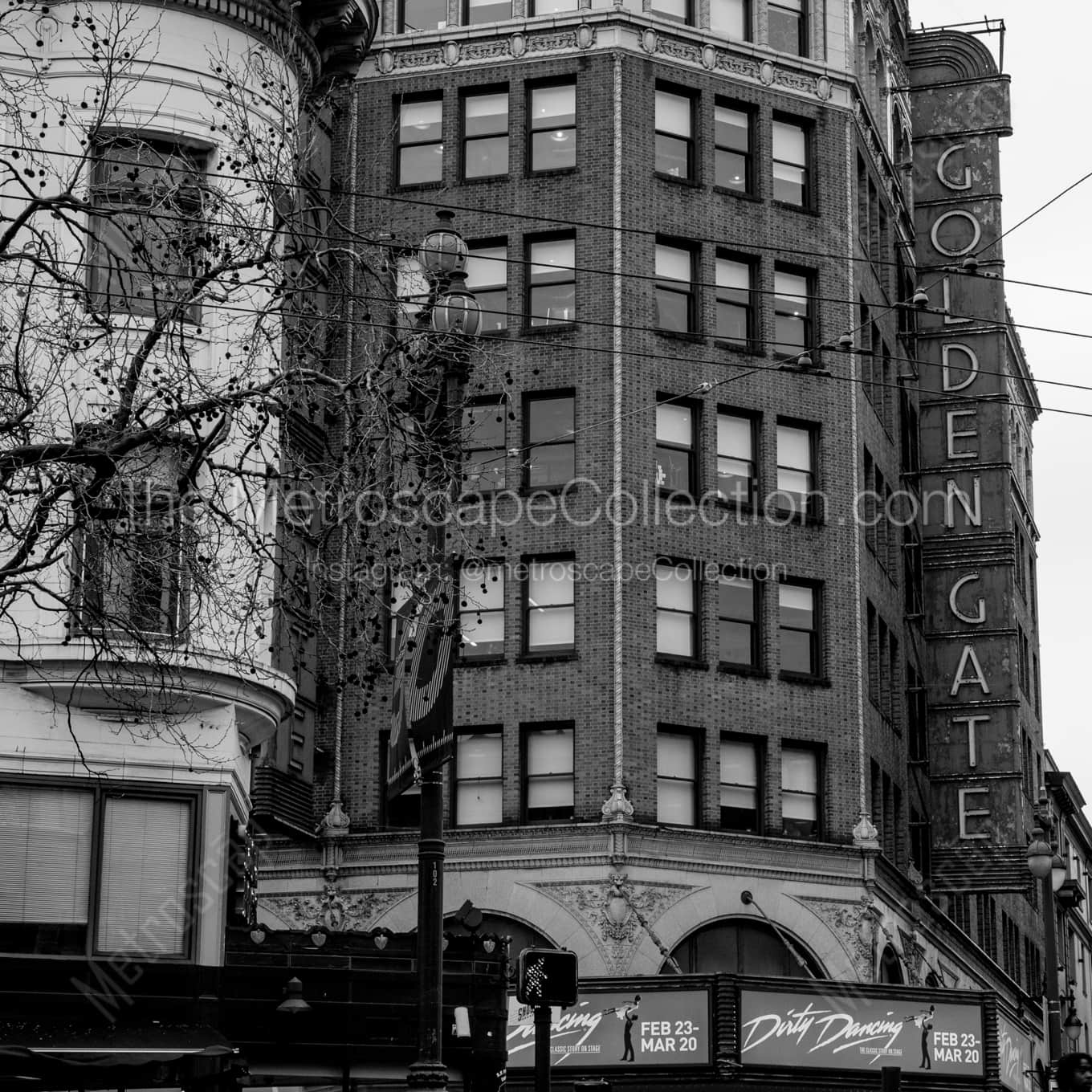 The Golden Gate Theater landscape black and white Photography square crop