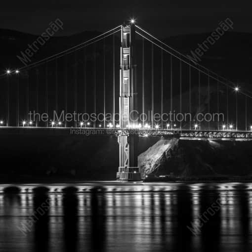 Matte Black WOOD Framed Black and White San Francisco Photograph: The Golden Gate Bridge from Coit Tower in a Square Matte Black Wood Frame