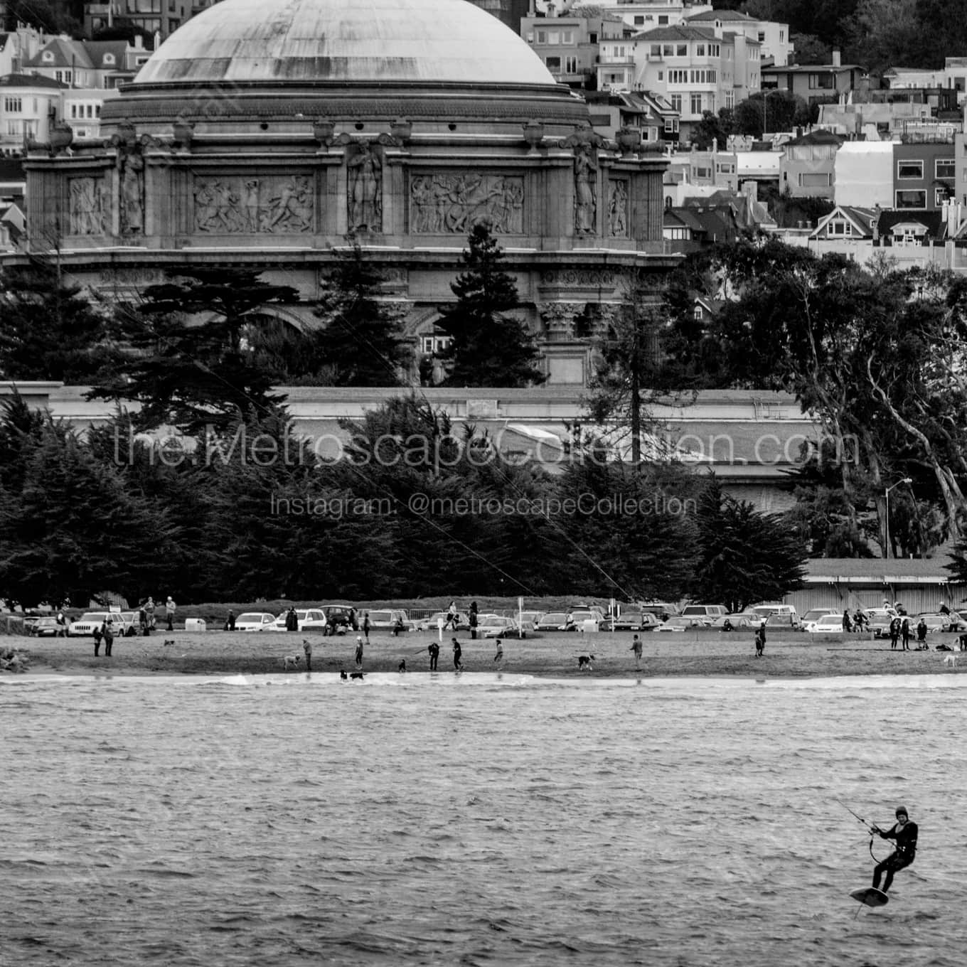Windsurfing on the San Francisco Bay landscape black and white Photography square crop