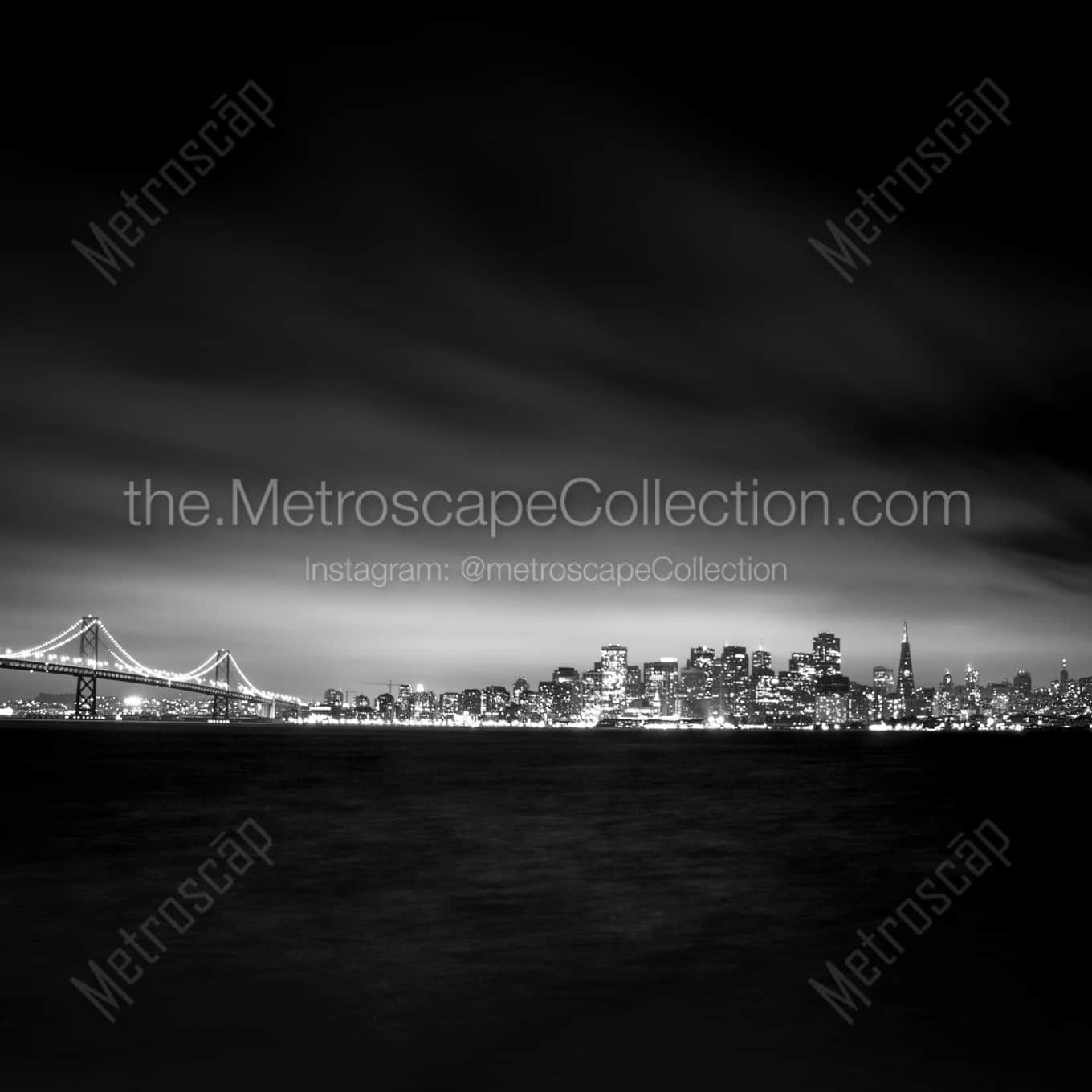A Blanket of Fog Hovers above Downtown San Francisco landscape black and white Photography square crop
