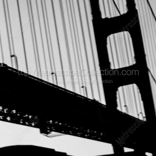 Matte Black WOOD Framed Black and White San Francisco Photograph: Up Close and Personal with the Golden Gate Bridge in a Square Matte Black Wood Frame