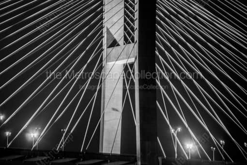 Cable Supports on the Talmadge Bridge -- Savannah Black and White Photography