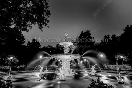 The Forsyth Fountain in Savannah -- Savannah Black and White Photography