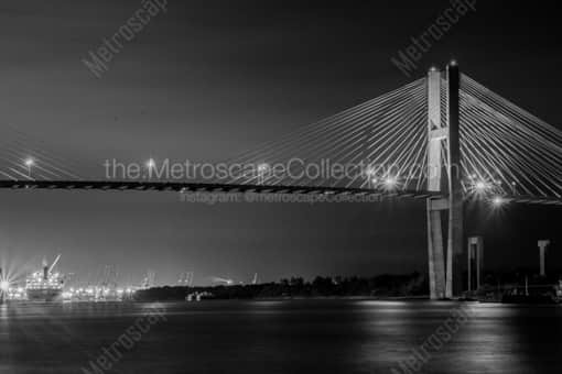 The Talmadge Bridge to Hutchinson Island -- Savannah Black and White Photography