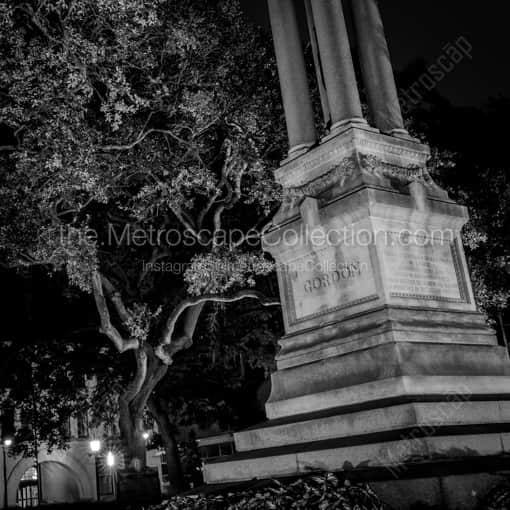 Matte Black WOOD Framed Black and White Savannah Photograph: The Gordon Monument in Wright Square in a Square Matte Black Wood Frame