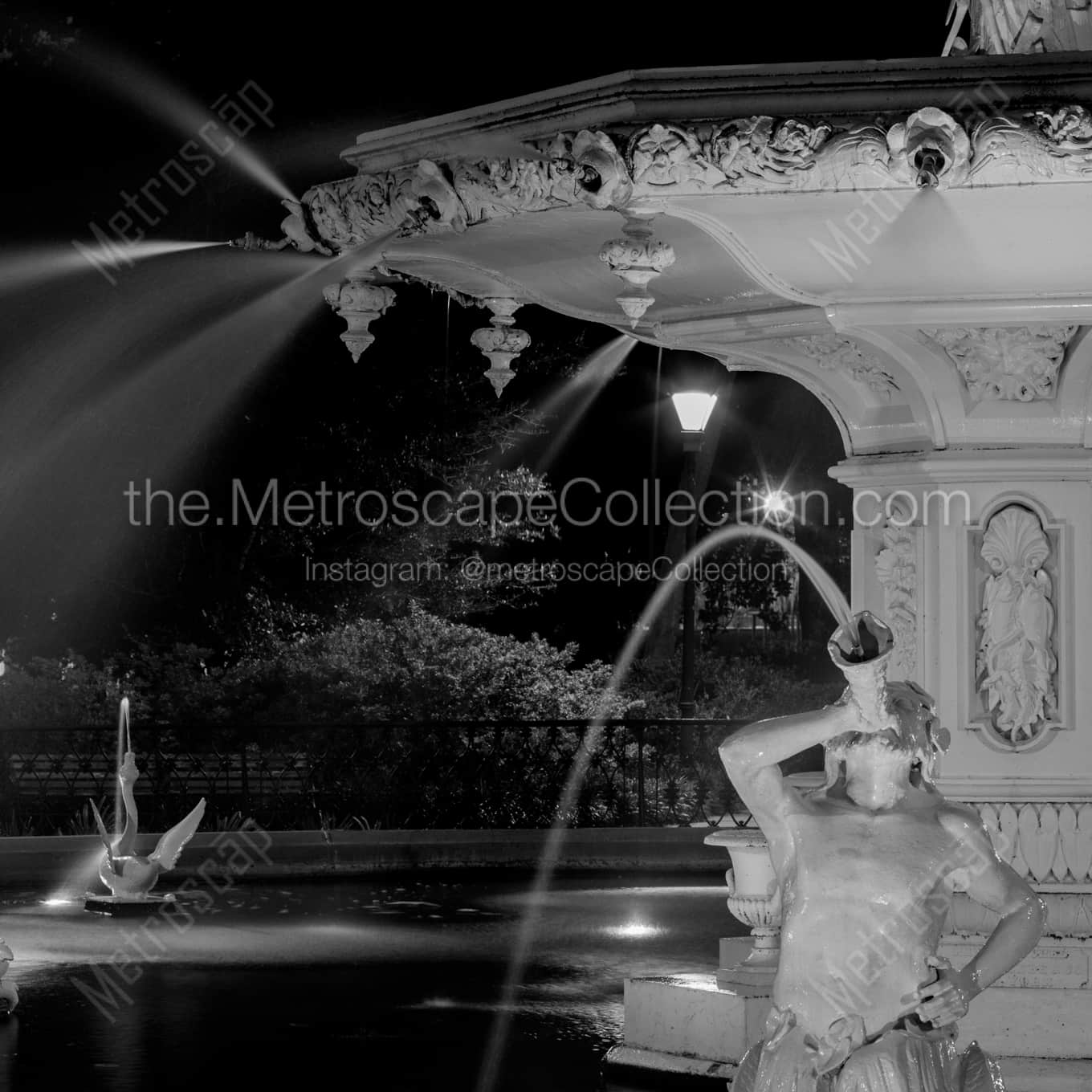 Forsyth Fountain Close Up Left landscape black and white Photography Forsyth Fountain Close Up Left landscape black and white Photography square crop