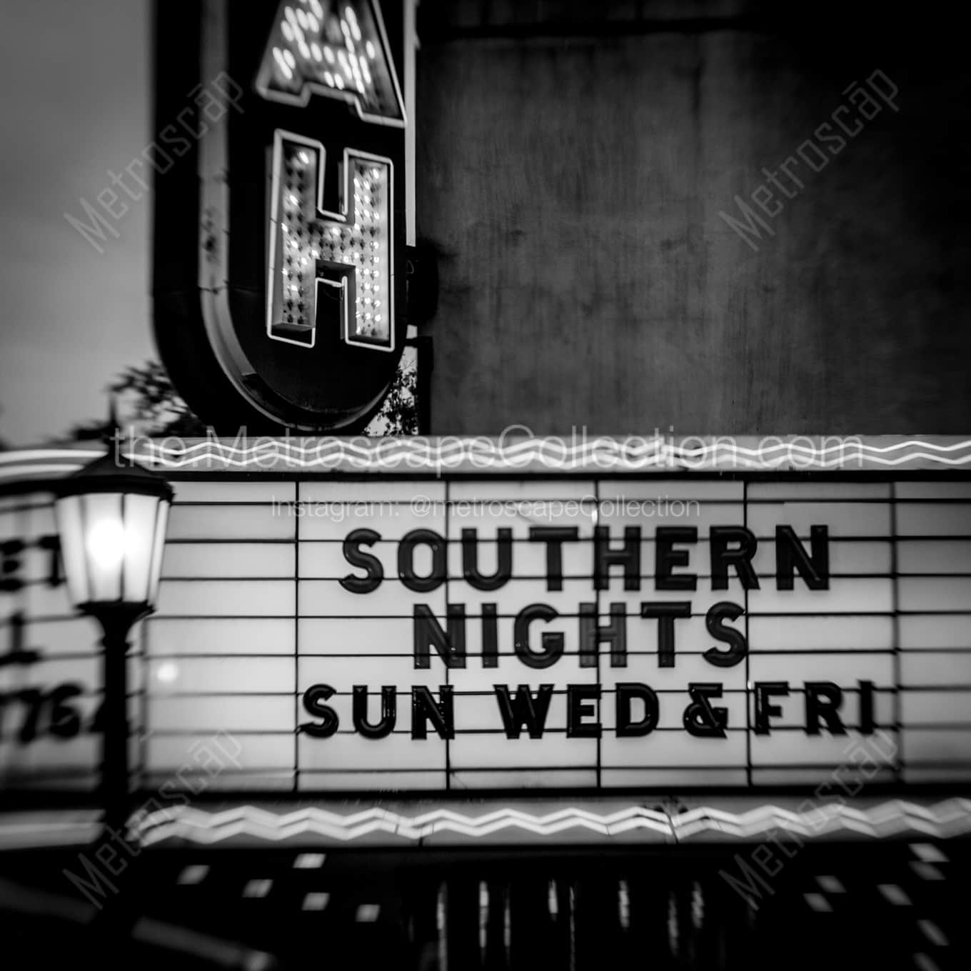 Southern Nights at the Savannah Theater landscape black and white Photography Southern Nights at the Savannah Theater landscape black and white Photography square crop