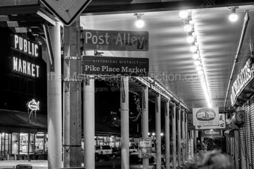 Pike Place Market Post Alley -- Seattle Black and White Photography