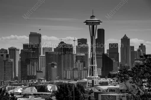 Seattle Black and White Photography of Daytime Seattle Skyline from Queen Anne Hill Daytime Seattle Skyline from Queen Anne Hill -- Seattle Black and White Photography