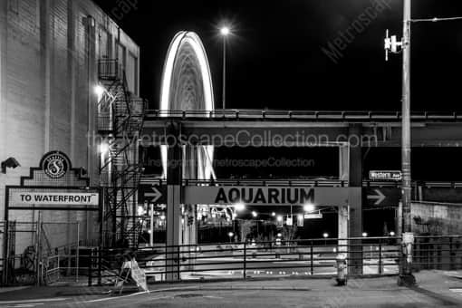 The Seattle Ferris Wheel at Night -- Seattle Black and White Photography