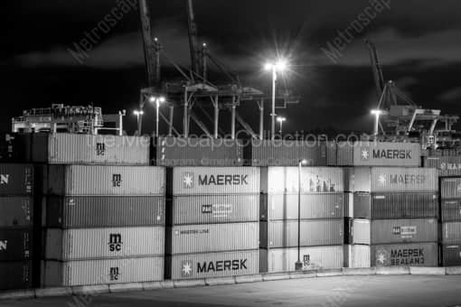 Maersk Shipping Containers -- Seattle Black and White Photography