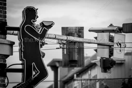 Neon Sign Coffee Drinker -- Seattle Black and White Photography