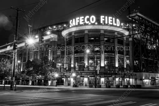 Safeco Field at Night -- Seattle Black and White Photography
