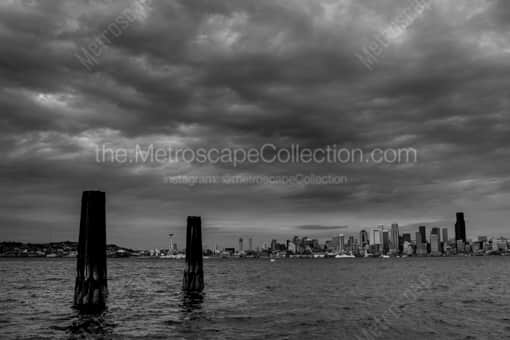 Seattle from Seacrest Park -- Seattle Black and White Photography
