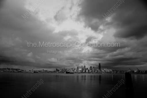 The Seattle Skyline Just Before Dusk -- Seattle Black and White Photography